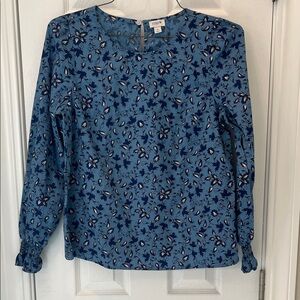 J Crew Blue Floral Blouse